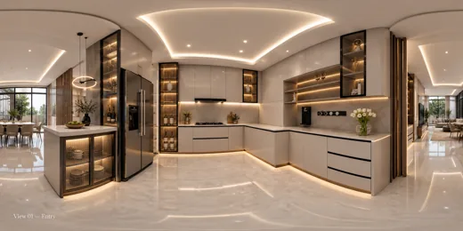 Advanced multi-node kitchen panorama walkthrough preview